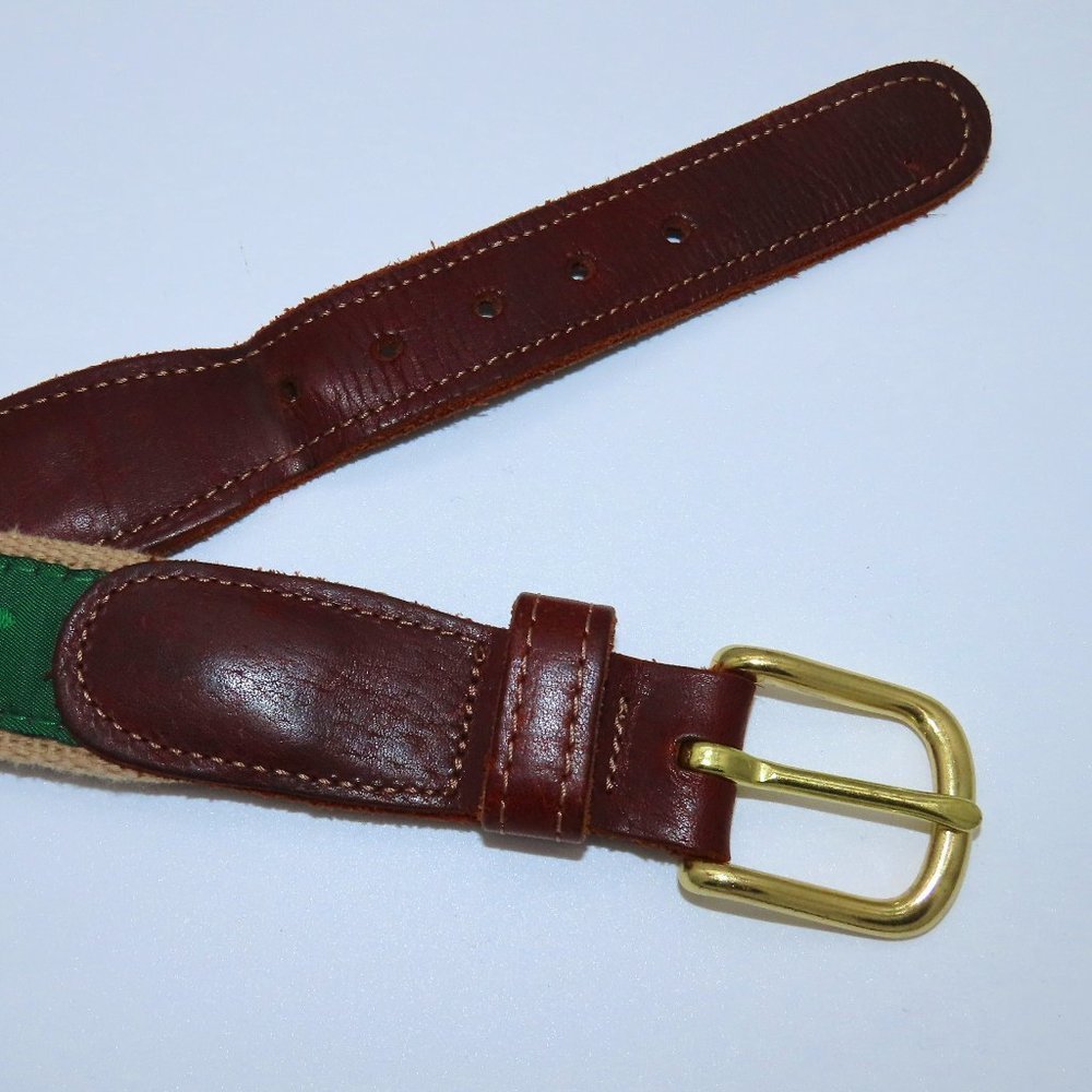 Preston leather 18th hole golf belt Brass Buckle Size 34 - Picture 3 of 5